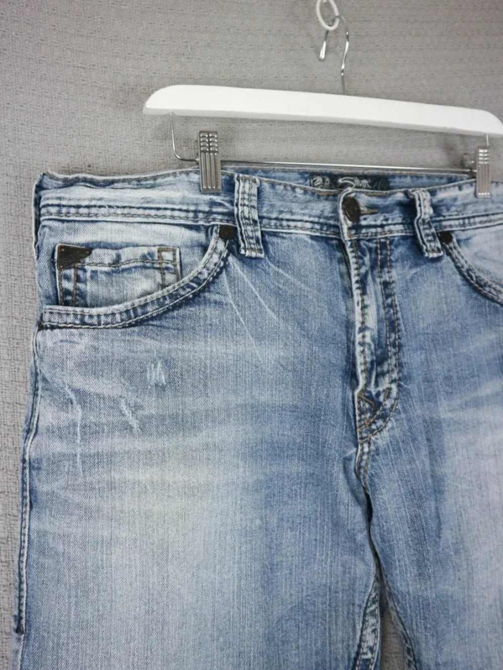 Silver Jeans Zac Jeans Mens 38x32 (fits 38x30) Light Wash Straight Stretch Denim - Picture 4 of 10